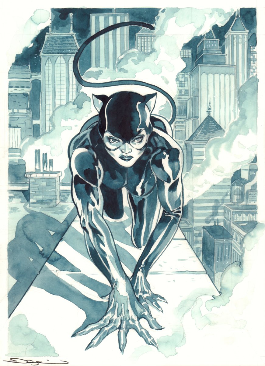 Comic Art For Sale From Anthony's Comicbook Art, Catwoman On Rooftop ...