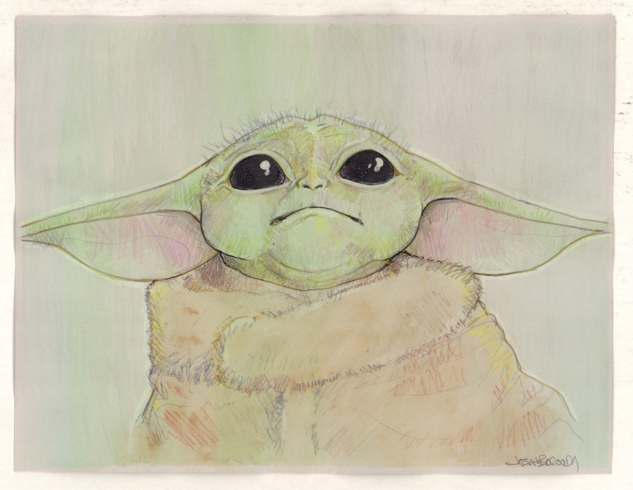 Grogu 'the Child' Baby Yoda A4 Heavyweight Matte Art 