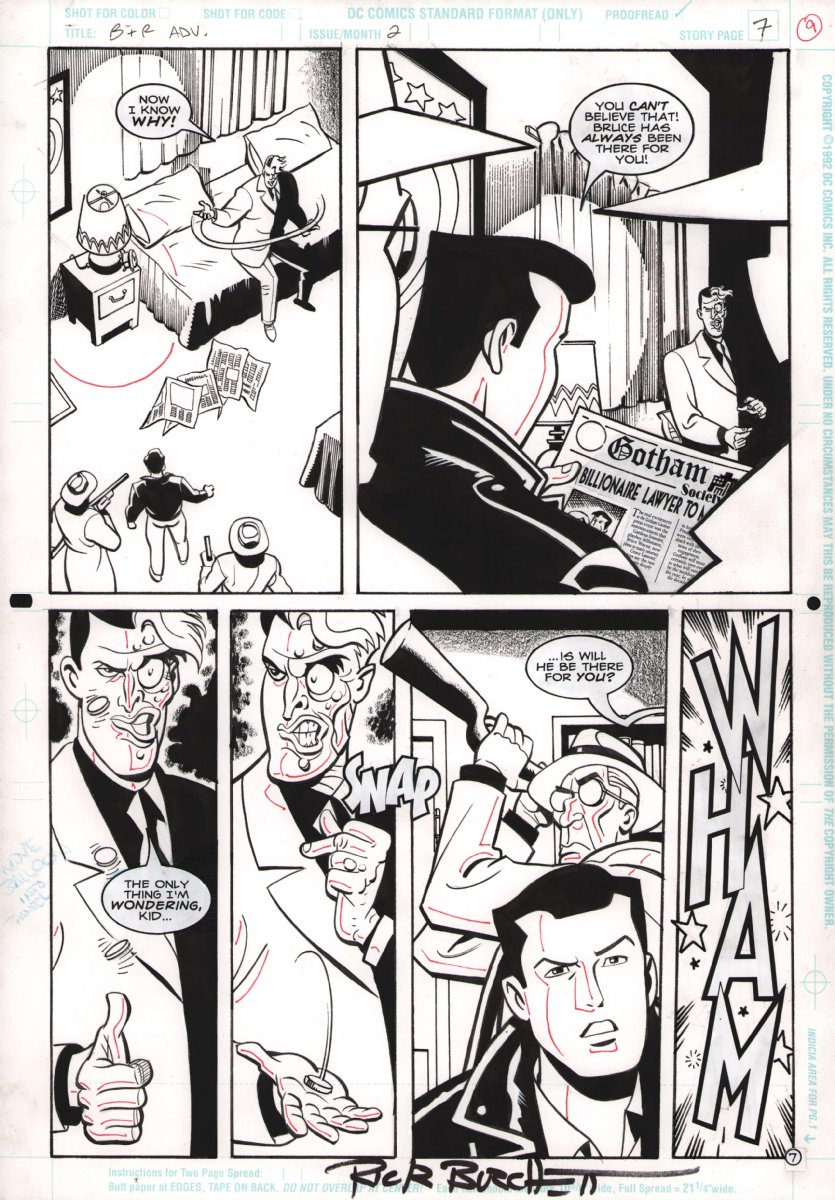 Batman and Robin Adventures #2 p.7 - Two-Face Flips Coin and Knocks Out ...