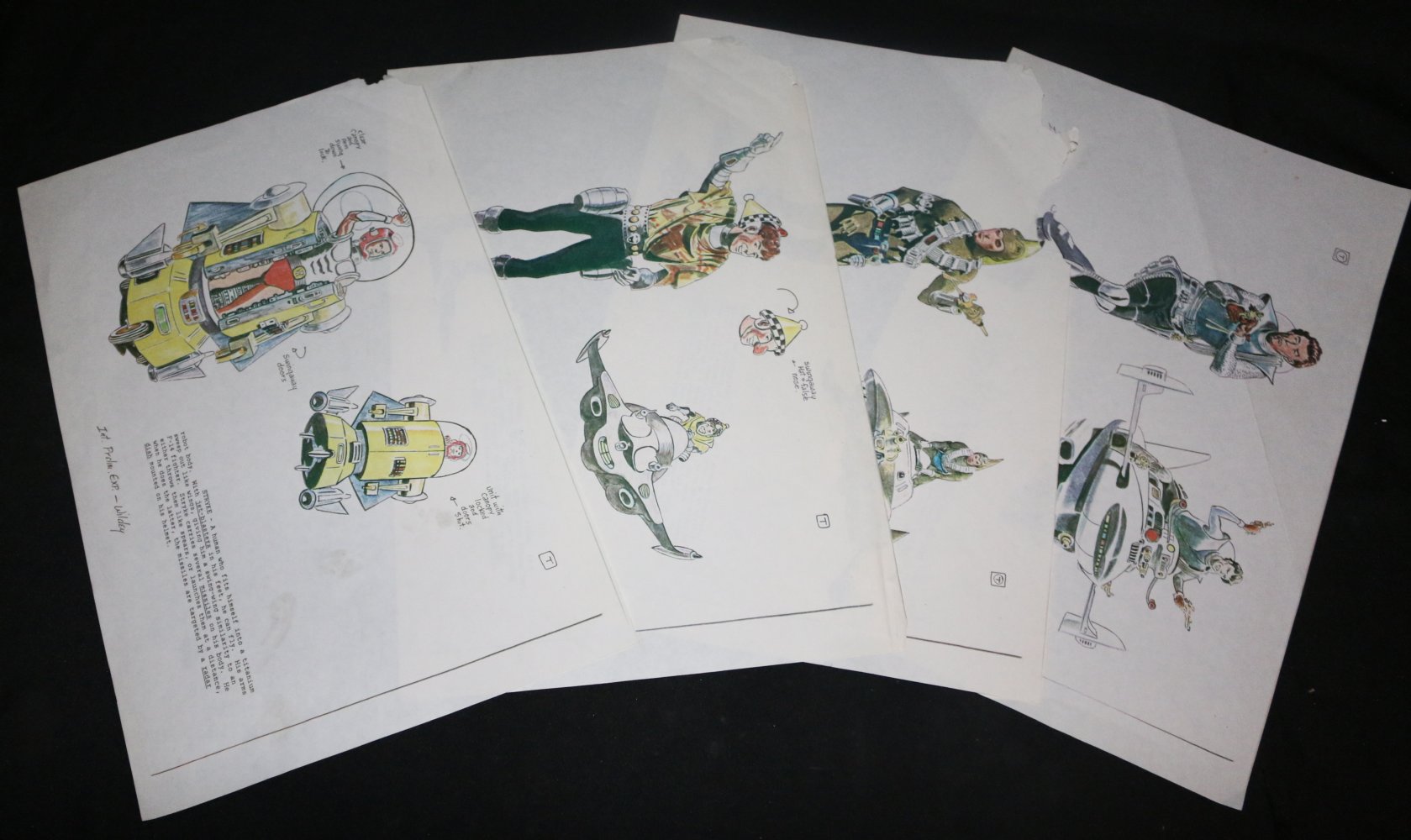 Doug Wildey Art Design Copies 4pc STAT Lot - Jack Kirby's File