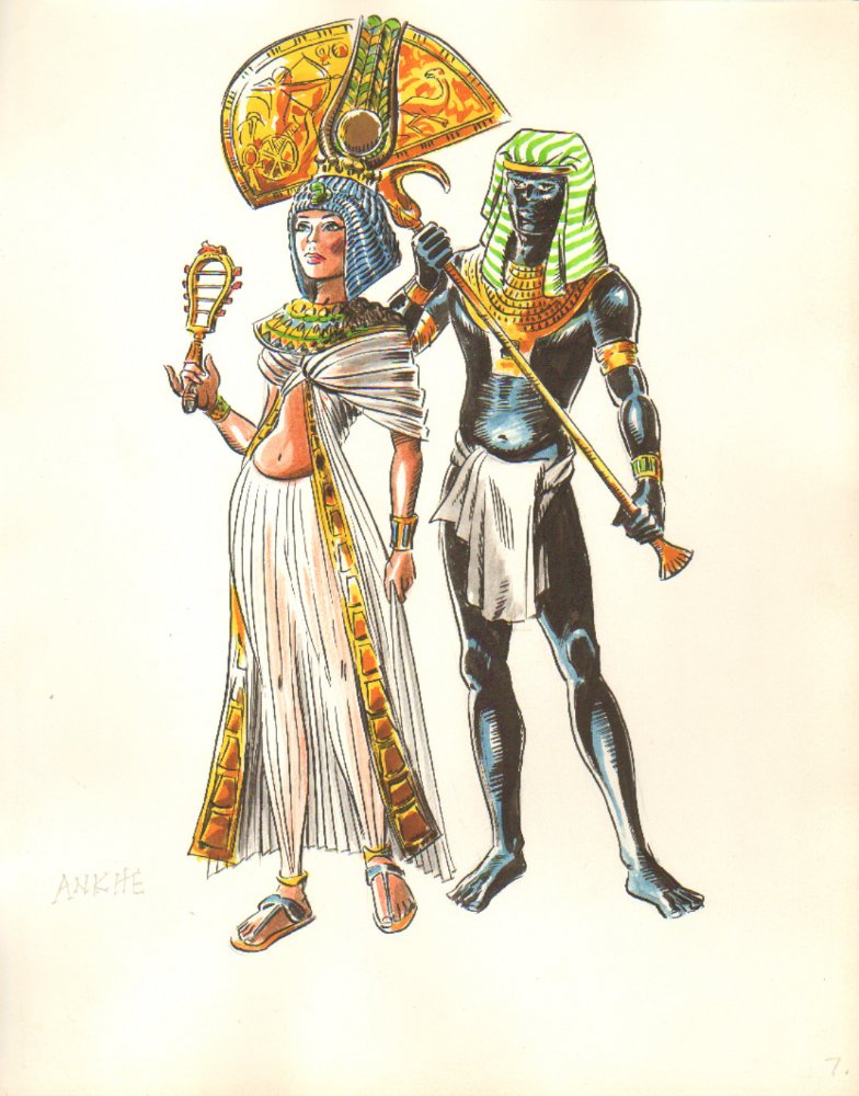 The Gold Mask (King Tut) - Ankhe & Servant Watercolor by William 