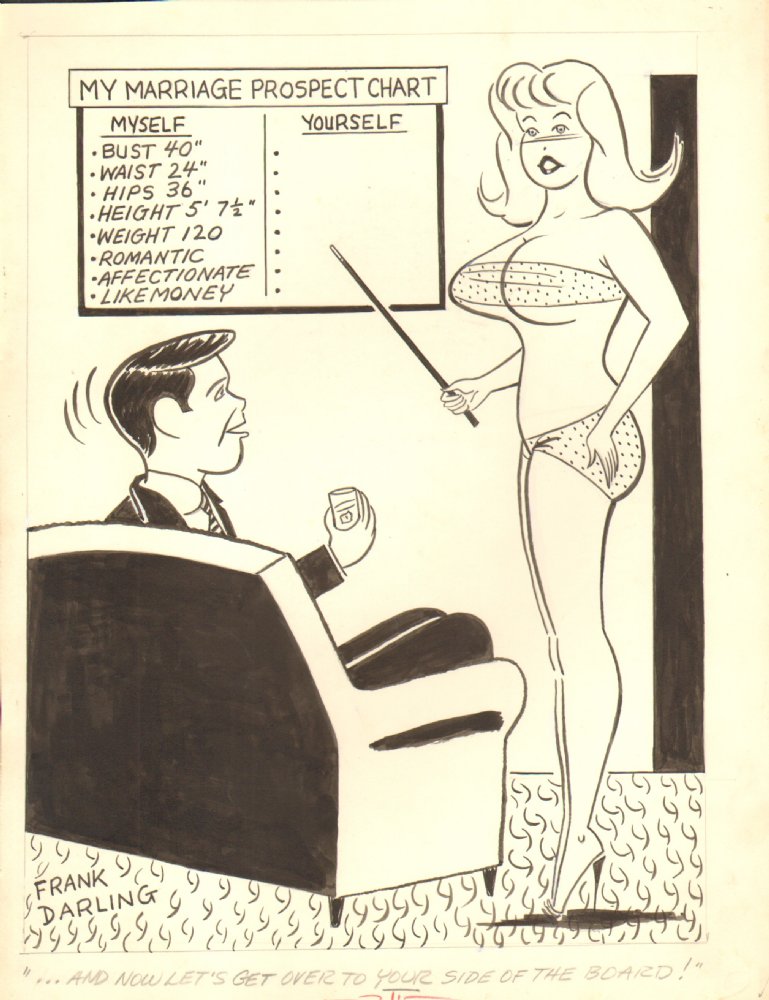 Sexy Lingerie Babe Chart - 1962 Humorama by Frank Darling