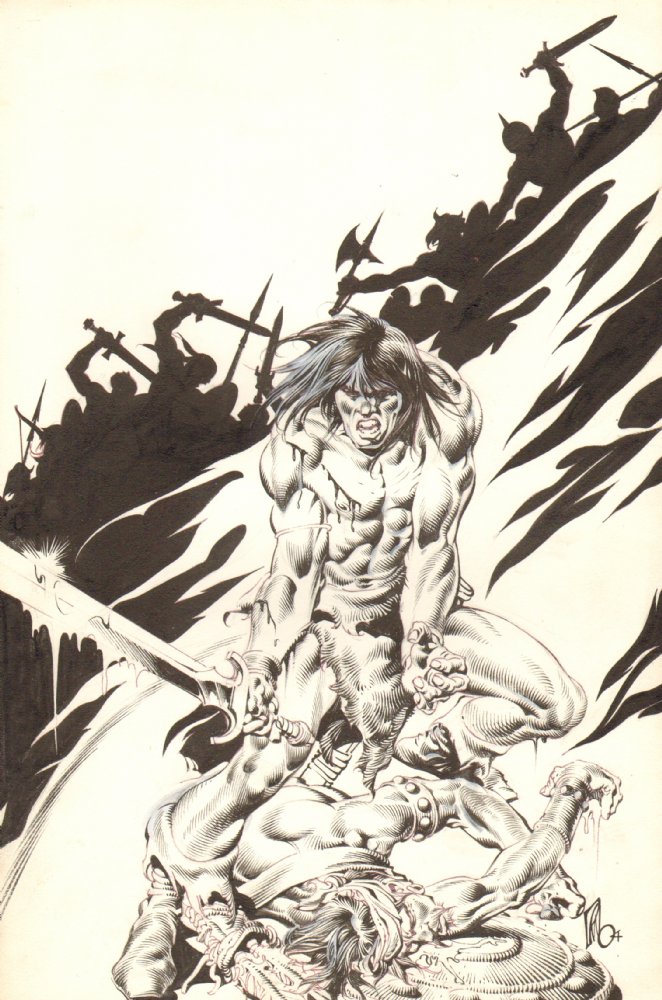 Savage Sword of Conan #? Vintage Inside Front Cover - Signed by Rudy Nebres