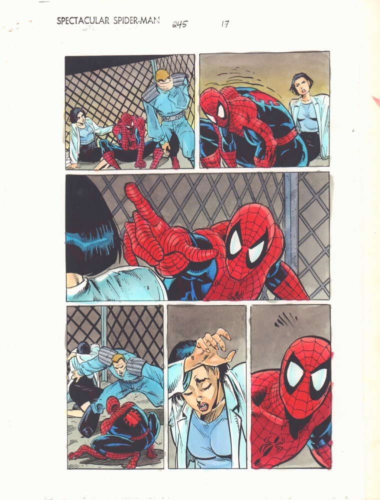 Spectacular Spider Man 245 P 17 Color Guide Art Spidey And Dr Ashley Kafka 1997 By John Kalisz