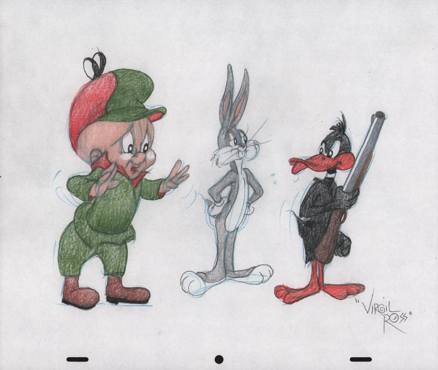 Elmer Fudd, Bugs Bunny, & Daffy Duck Color Art - Signed | Nerd Crawler