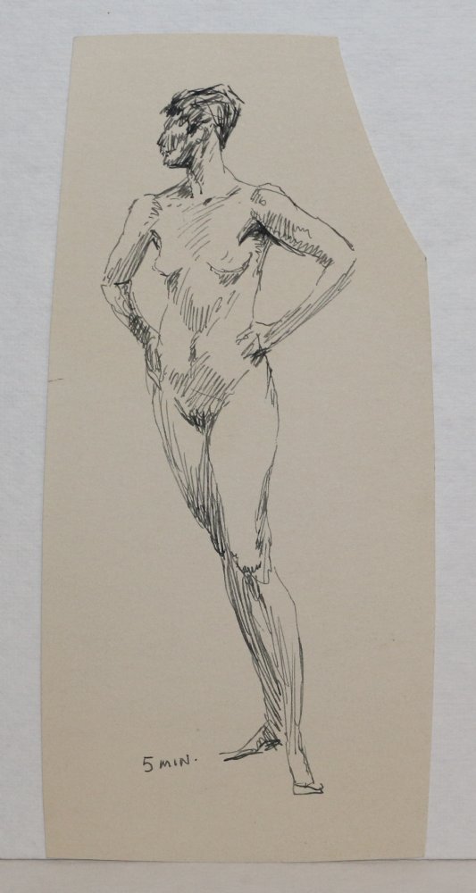 Nude Woman Full Figure Standing - ''5 Min.'' by Roy Krenkel